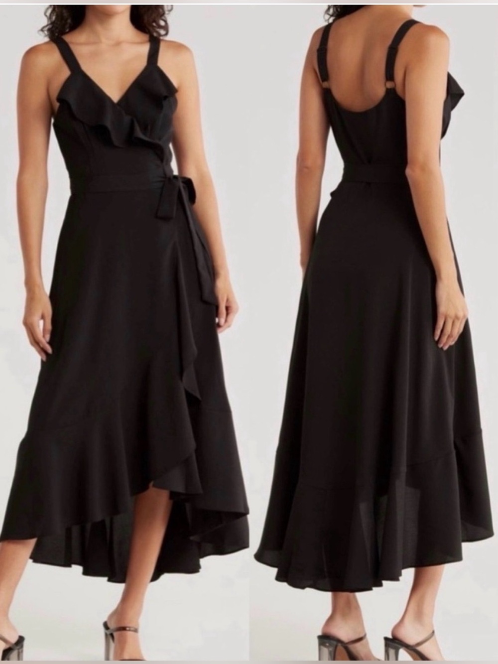 NWOT Hutch High-Low Black Ruffle Wrap Dress Size Medium